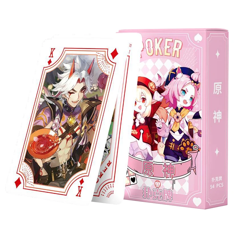 Genshin Impact Poker carte da gioco giochi da tavolo bambino giocattoli per bambini giocattolo per bambini deck gioco di carte set keqing Ganyu Anime Demon Slayer