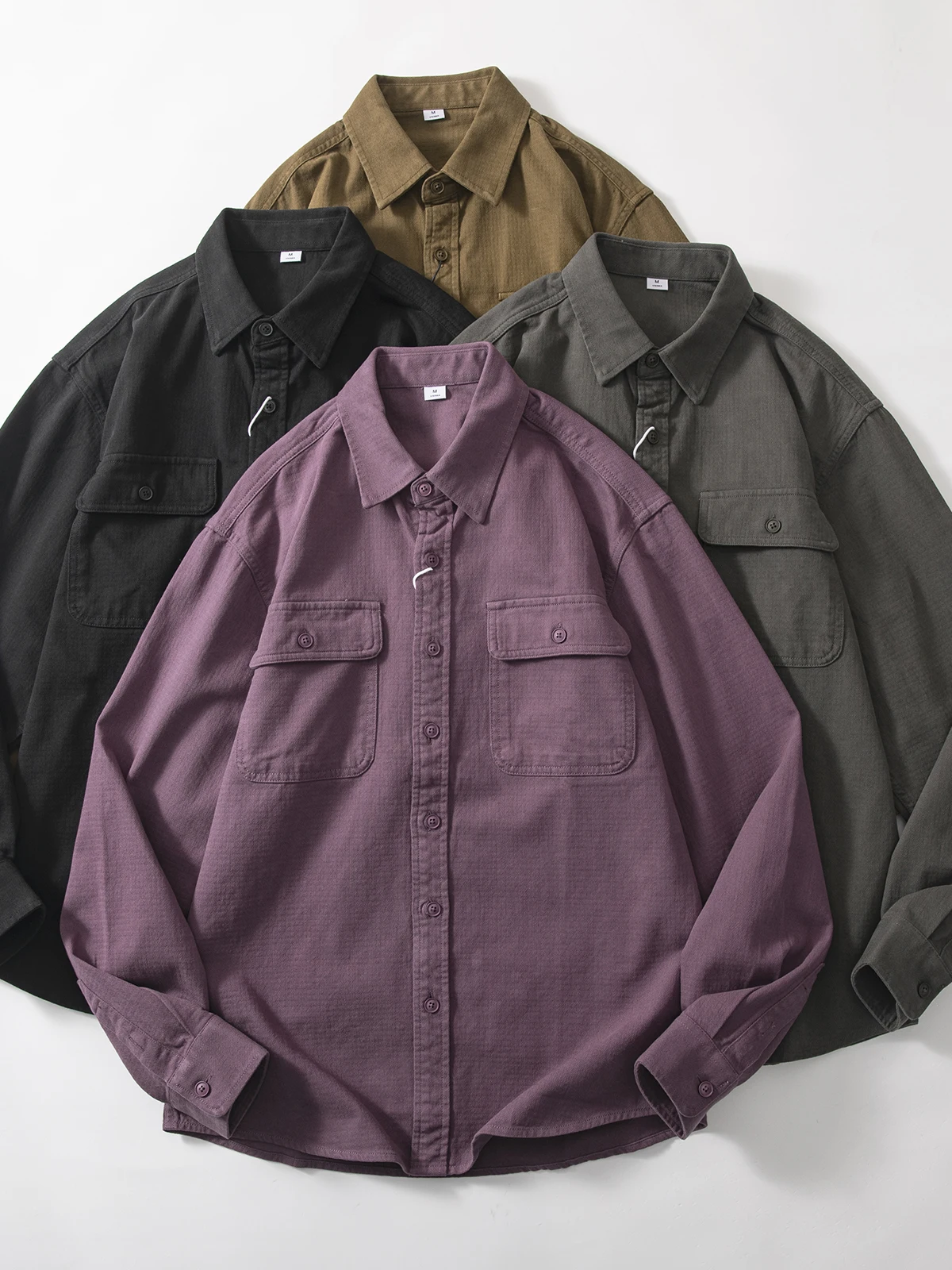 

Heavyweight Cotton Work irt Men's Fall 2025 New American Jaet Thin Long Sve Outerwear Wear Resistant Loose Fit Pure Co...