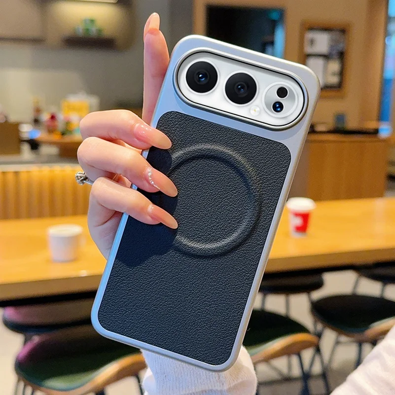 حافظة مغناطيسية بنمط ليتشي من الجلد بلون نقي لهاتف Honor 500 Pro كاميرا كاملة الحزمة ذات حافة صلبة غطاء مقاوم للصدمات