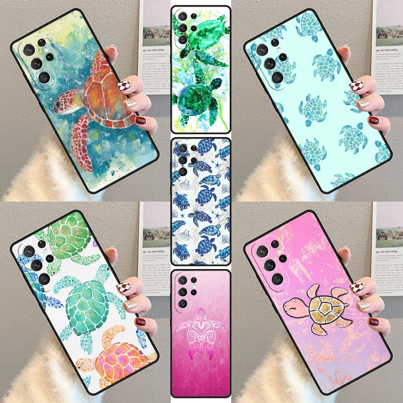 Sea Turtle Phone Case For Samsung Galaxy S23 S21 S20 FE S24 S22 Ultra Note20 S10 S9 S8 Plus Silicone Cover