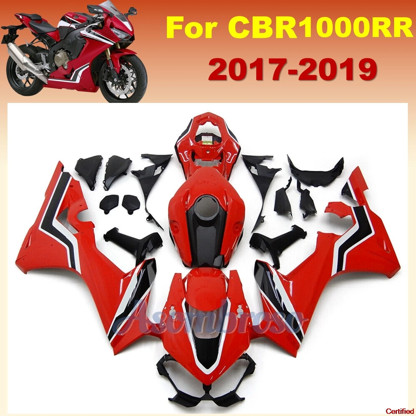 Motorcycle ABS Plastics Bodywork for CBR1000RR 2017 2018 2019 CBR1000 RR 17 18 19 Red black Fairing Kit