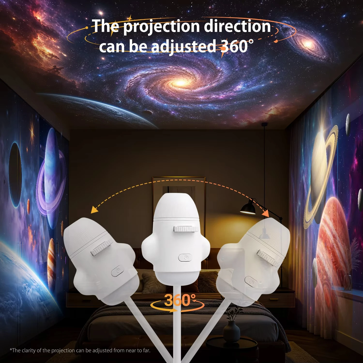Rocket Galaxy Nebula Projector Night Light USB Flexible Neck Multiple Projection Modes Atmosphere Lamp Kid Bedroom Car Xmas Gift