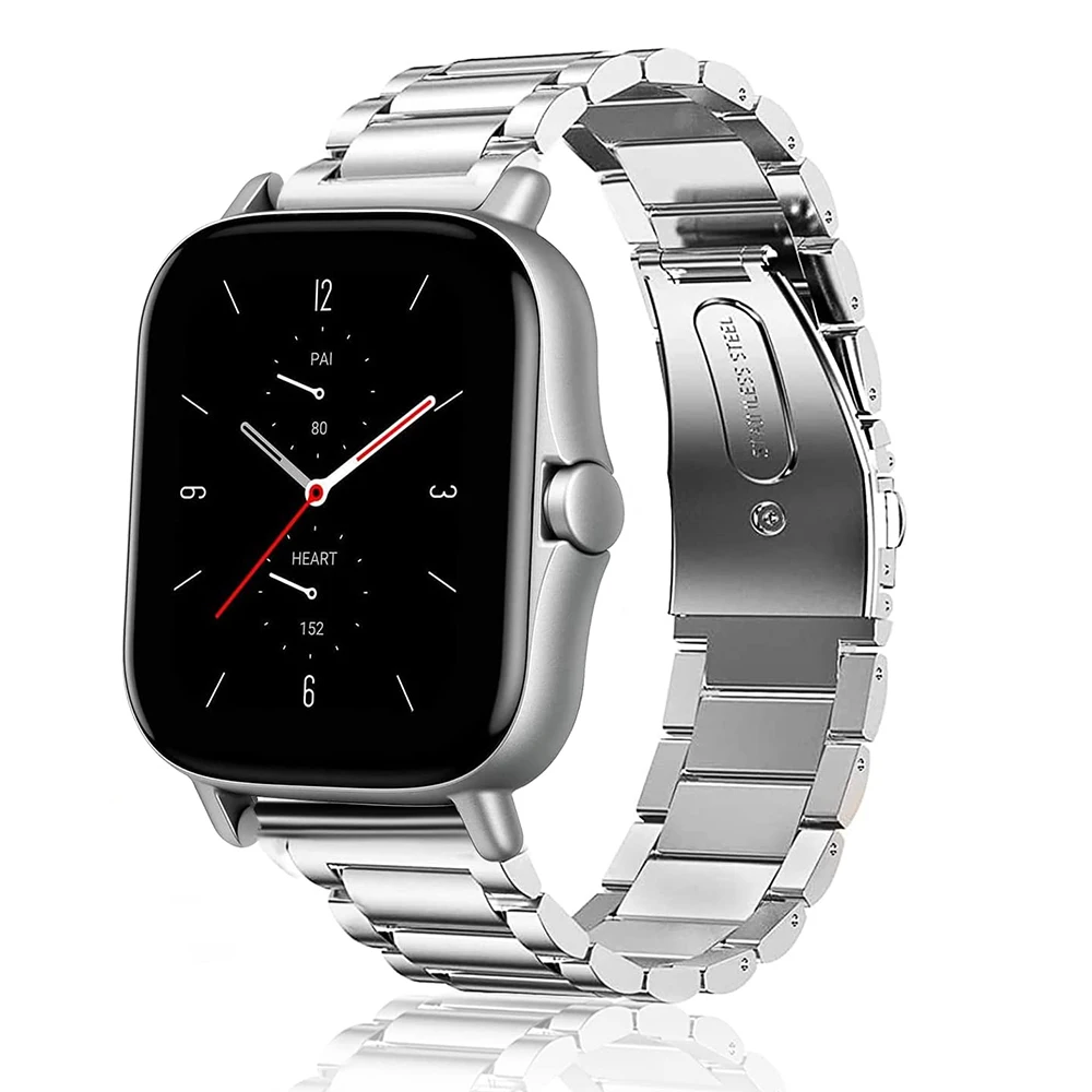 Huami Amazfit Bip用スチールストラップ,20mm,3および2/4/3/2/4/5ミニウォッチストラップ