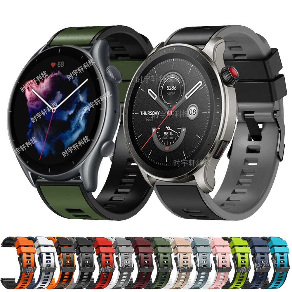 22mm Silicone Strap For Amazfit GTR 4 Smart Watch Sport Band For Amazfit GTR 3 Pro/2 2E/47mm/Pace/Stratos 3 2S 2/Bip 5 Bracelet