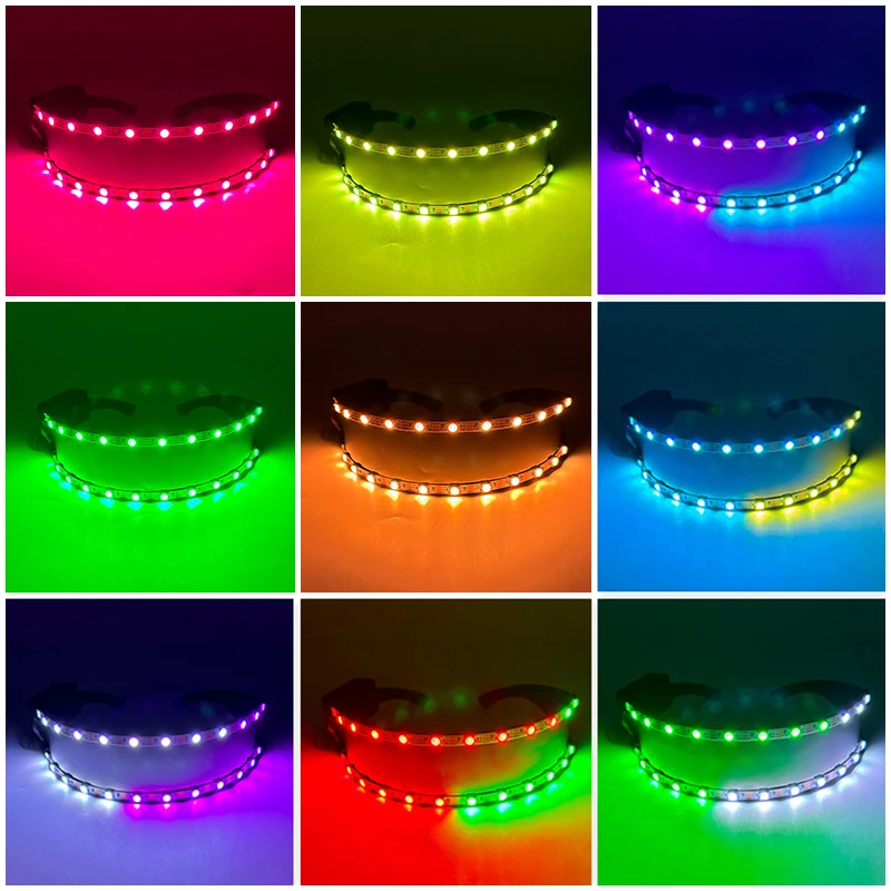 Okulary Led NightClub Masquerade klub koncertowy akcesoria neonowe fajne Vogue migające futurystyczne okulary LED mężczyźni metalowe fajne okulary — zdjęcie 5
