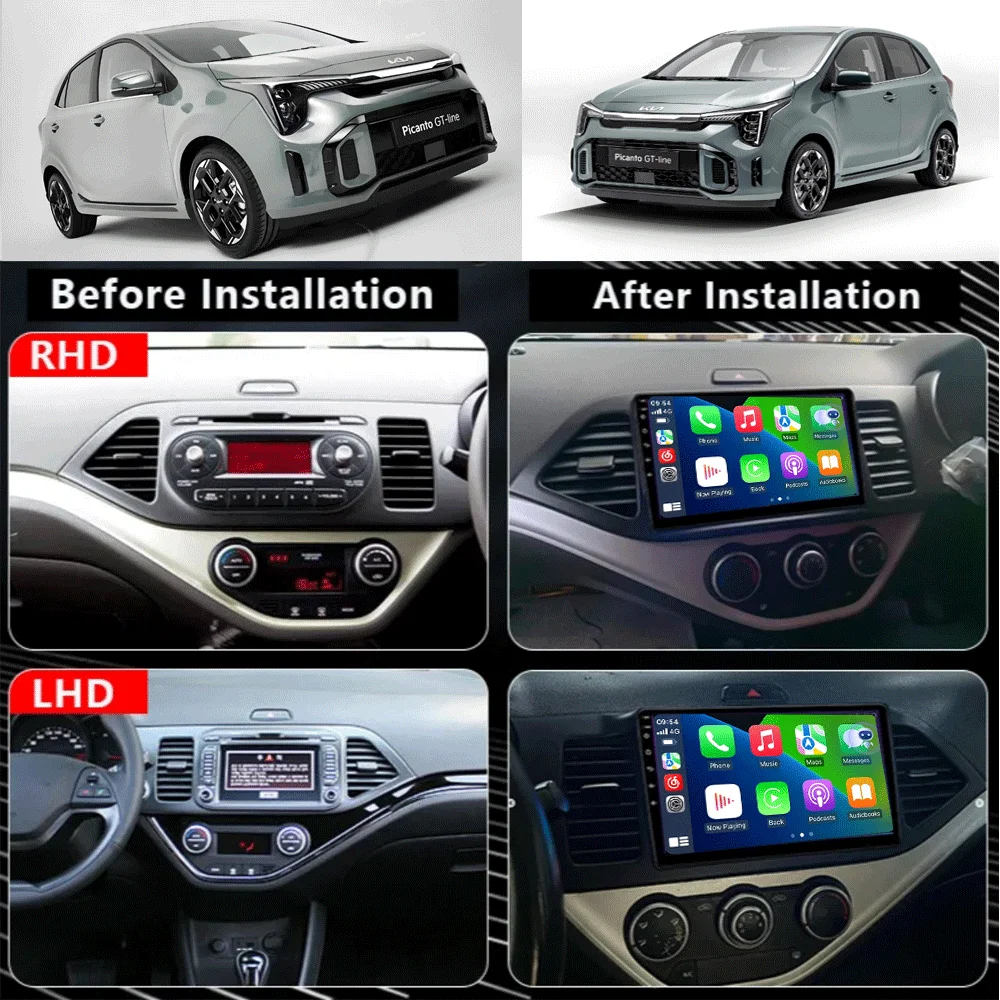 Android 16 Carplay Car Radio Multimidia Video Player For KIA PICANTO Morning 2011 - 2016 Navigation GPS IPS Head Unit NO 2din
