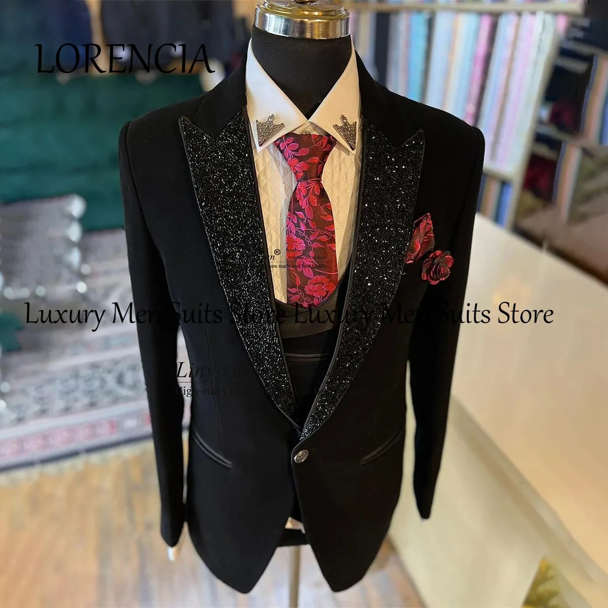 Personalizado frisado ternos masculinos 3 peças conjuntos masculino jantar festa de formatura blazers noivo casamento smoking terno masculino completo