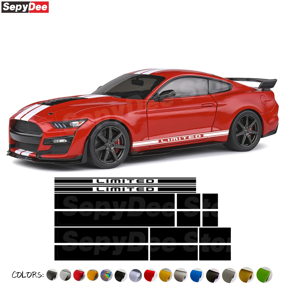 

Car Hood Roof Tail Door Side Sticker for Ford Mustang Auto Limitted Edition Stripes Kits Decor Vinyl Decals Car Accessories