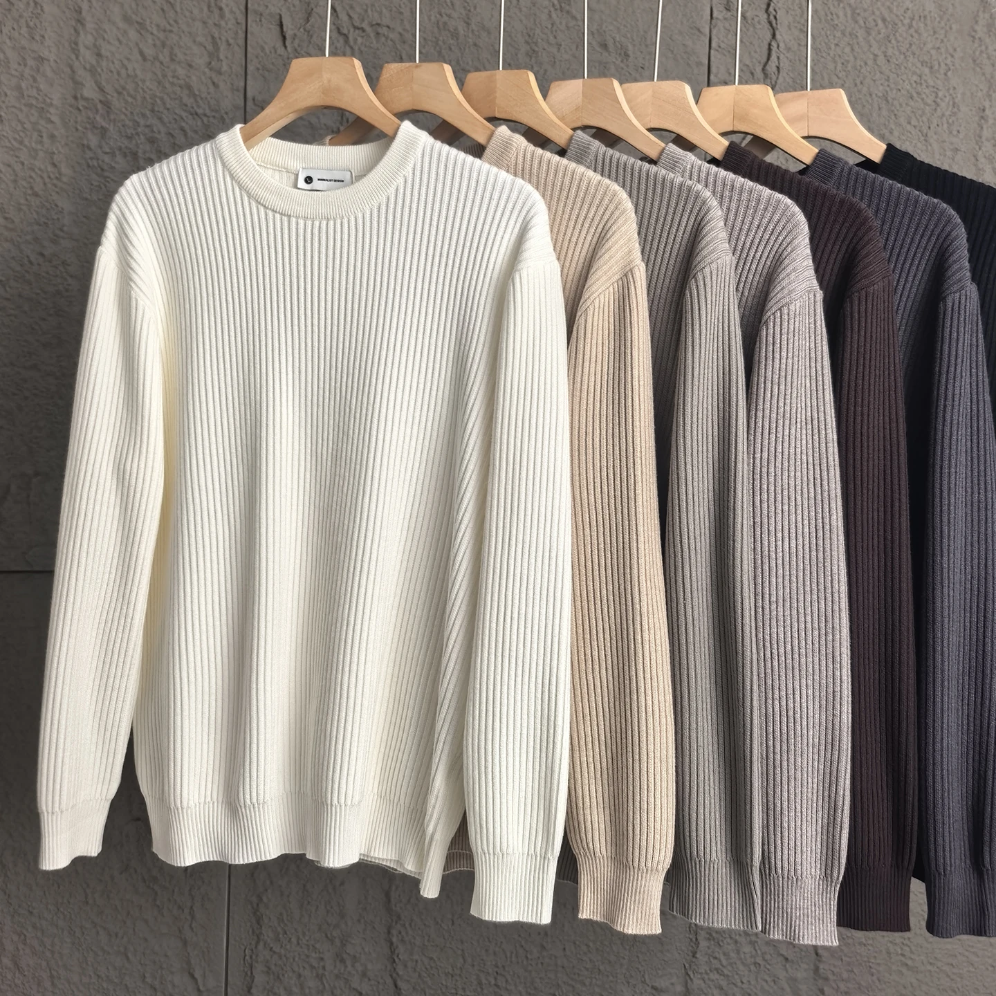 

Simple Net Version Mens Beige Knitwear Casual Versatile Base Layer irt Autumn Winter New Sle Elastic Inner Wear