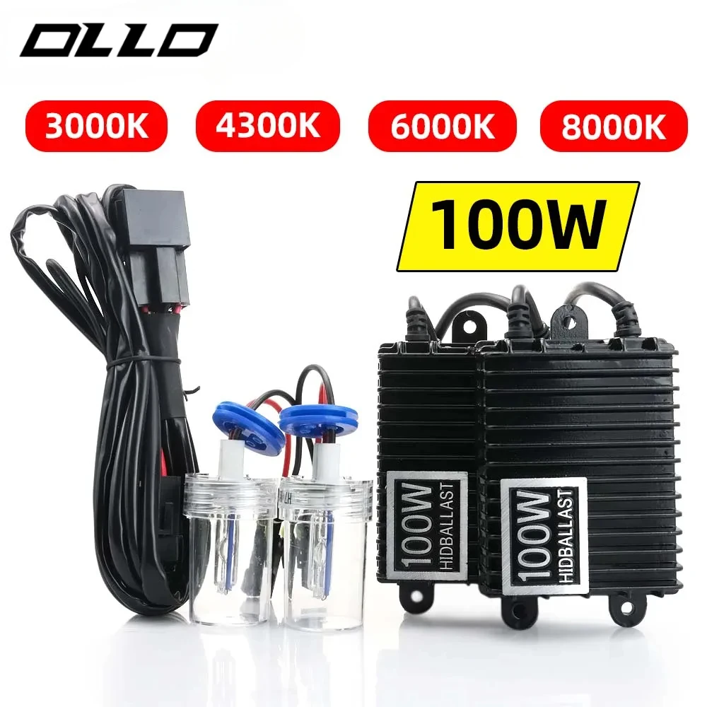 OLLO HID Xenon Kit Car Bulbs Xenon Headlight HID Light Bulb H1 H3 H7 H11 Car Bulb 100W 3000K 4300k 6000k 8000k Auto Lamp Light