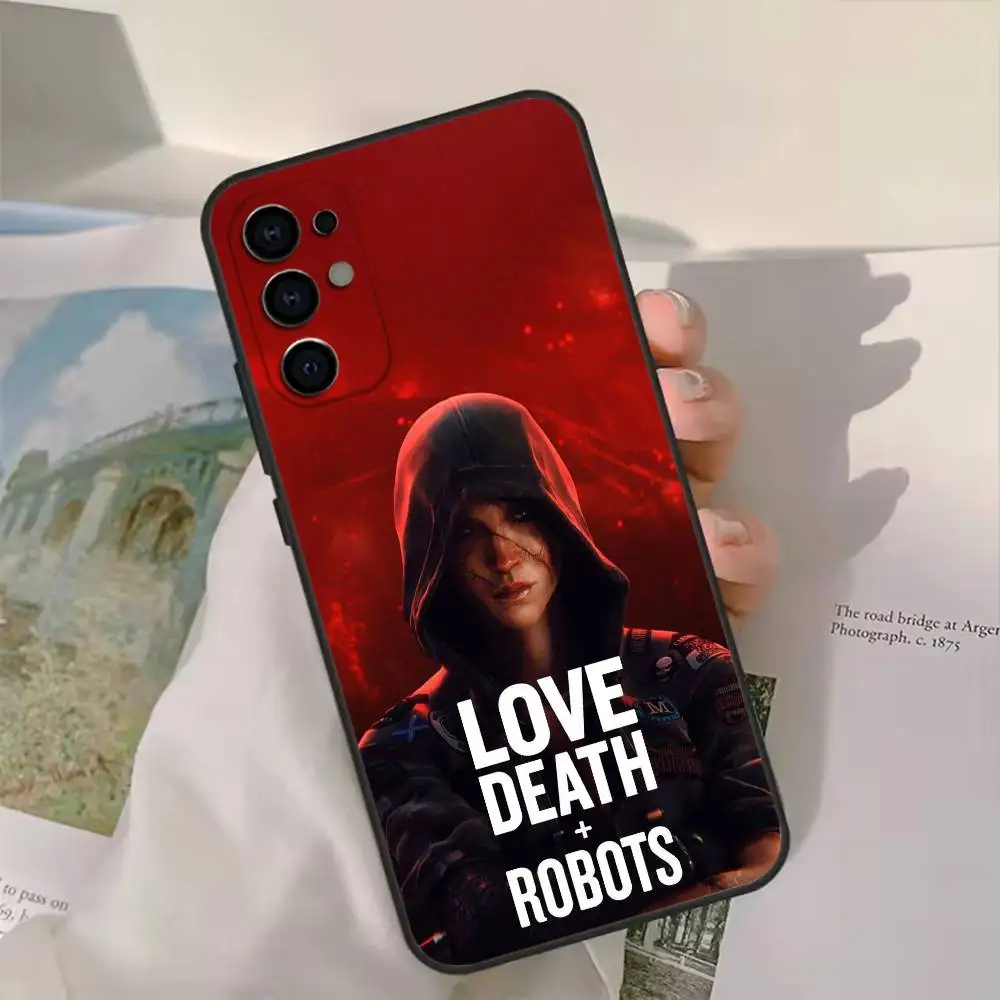 حافظة هاتف L-Love Robots d-DeathS لهاتف سامسونج S25,24,21,22,23,30,Ultra,20,Plus,Fe,Lite,Note غطاء ناعم أسود