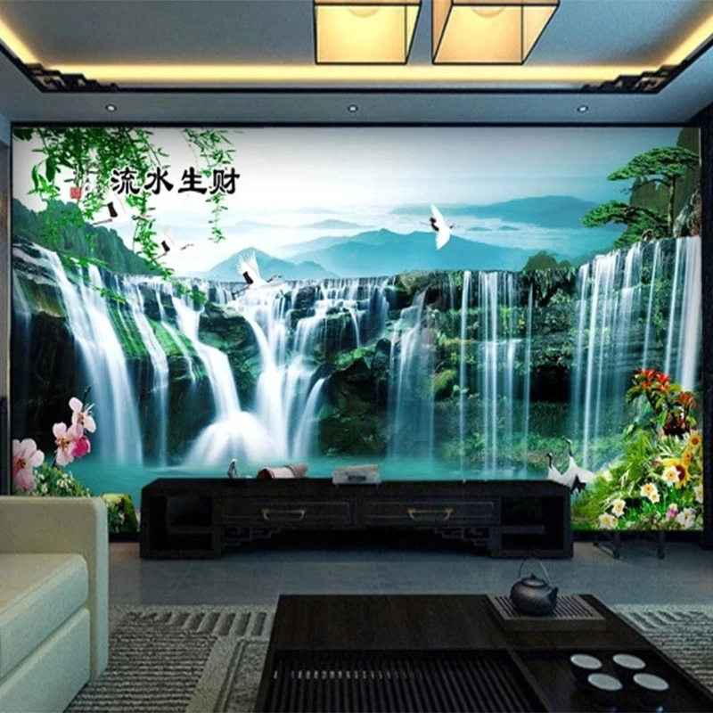 Customized Mural 3D Waterfalls Nature Landscape Study Home Decor Chinese Wallpaper Living room TV background bedroom restaurant
