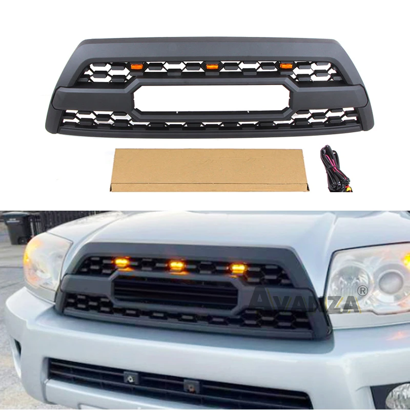 Matte Black Hilux Surf Front Grille With Light Fits For Toyota 4Runner 2006-2009 Racing Grill