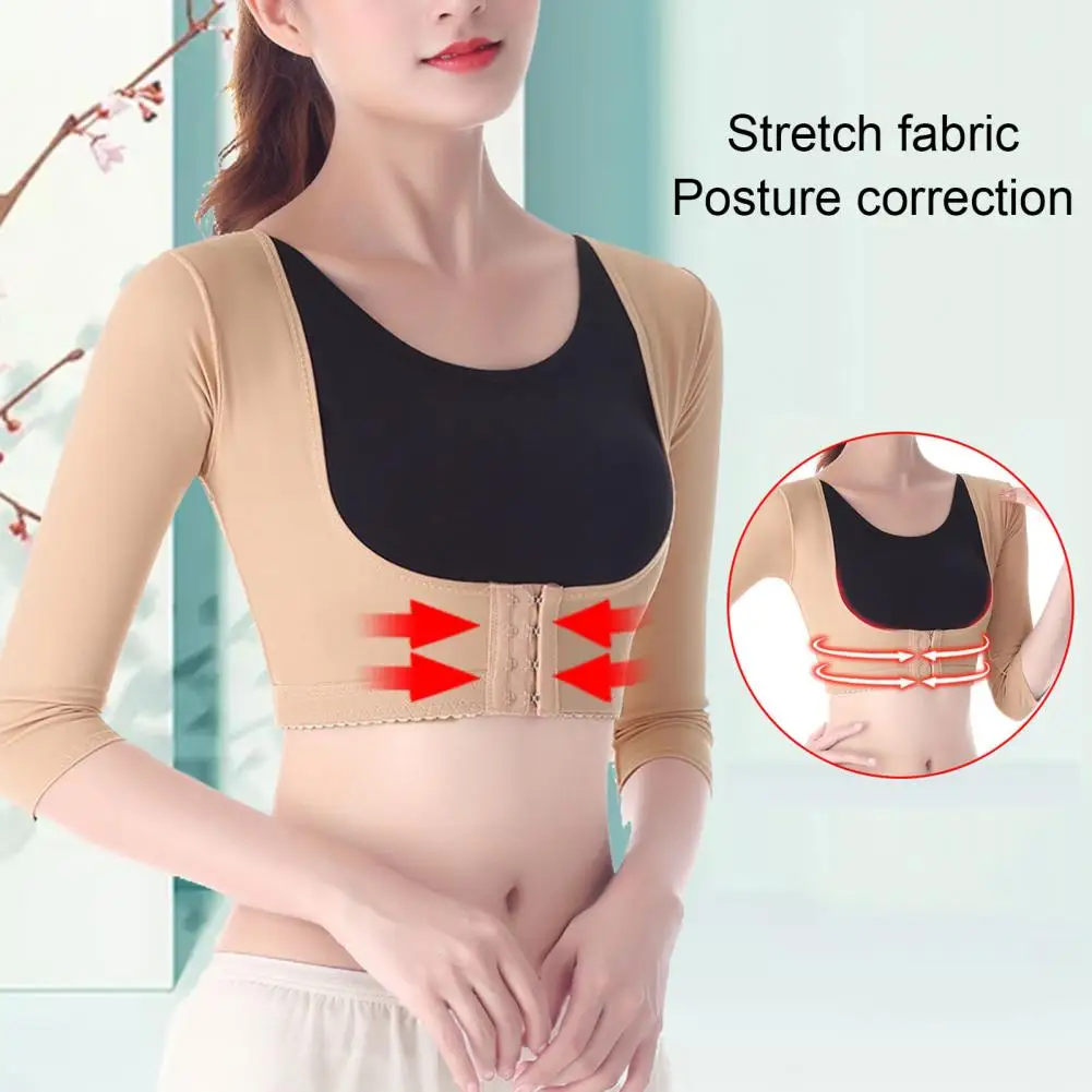 Back Support Alignment Top Arm Underwear Tops for Women Posture Shaperwear with Bust Push Up Body Shaper Short Sleeve