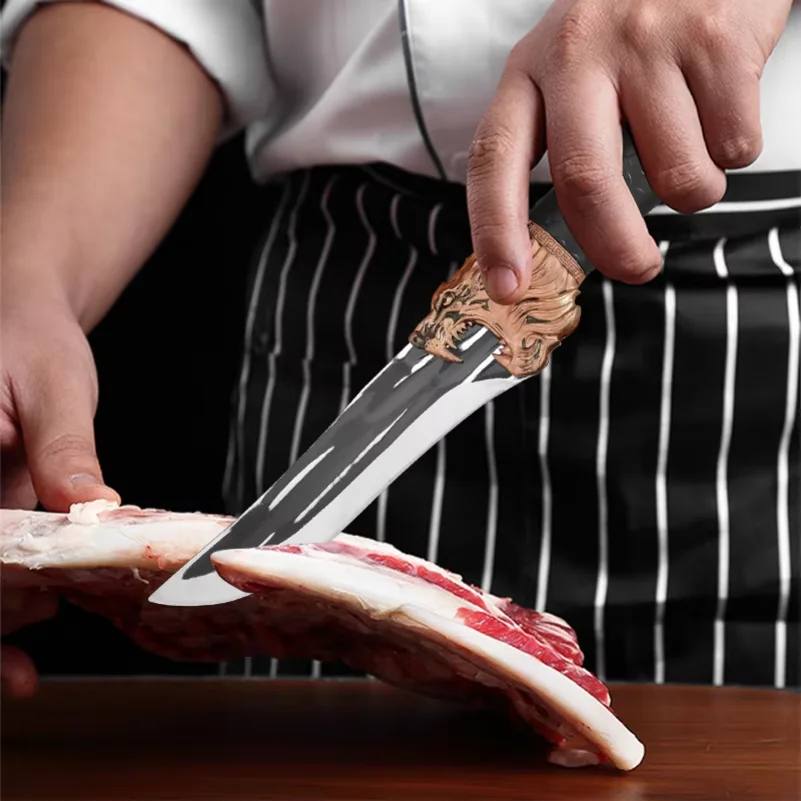 Meat Cleaver Forged Kitchen Knife Chef Slicing Meat Fish Fruit Sharp Buther Boning Knife Plastic Handle Utility Knives Cutter