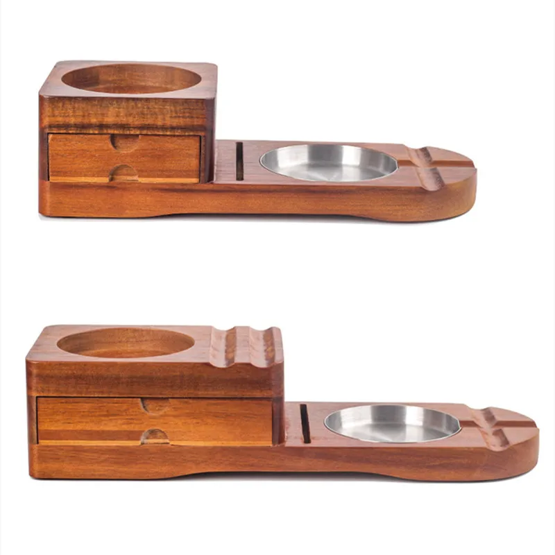 Multifunction Wooden Cigar Ashtray Solid Wood Coaster Wine Glass Tray Cigar Holder Ashtray With Cigar knife