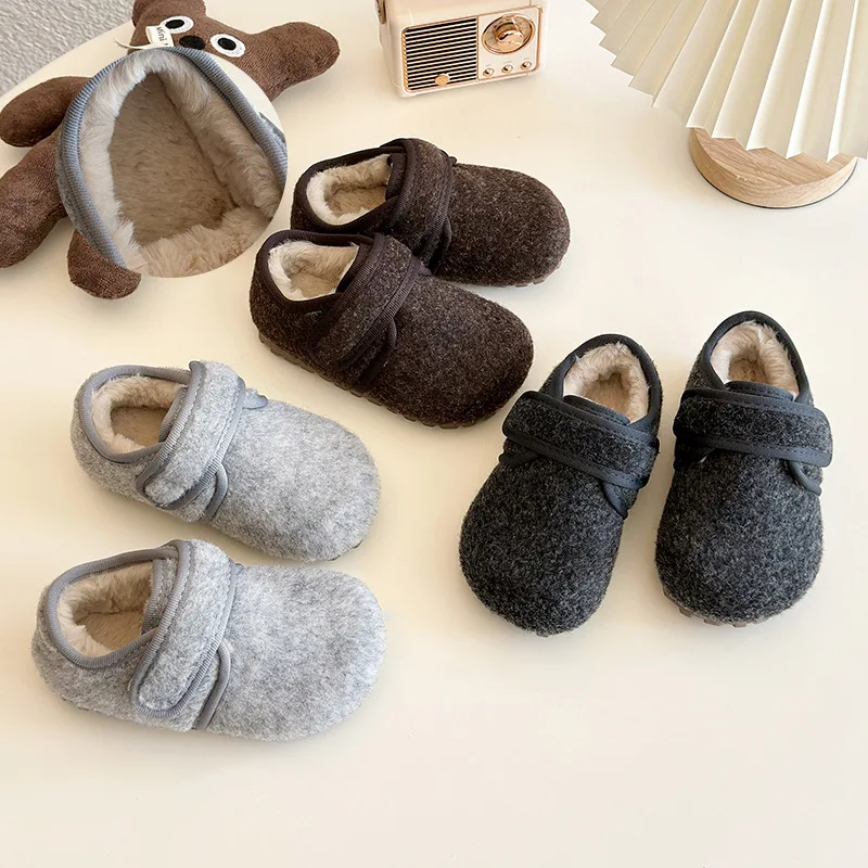 2024 Winter New Children Cotton Shoes for Girls Boys Fashion Korean Style Soft Bottom Anti-slippery Versatile Chic Simple Shoes