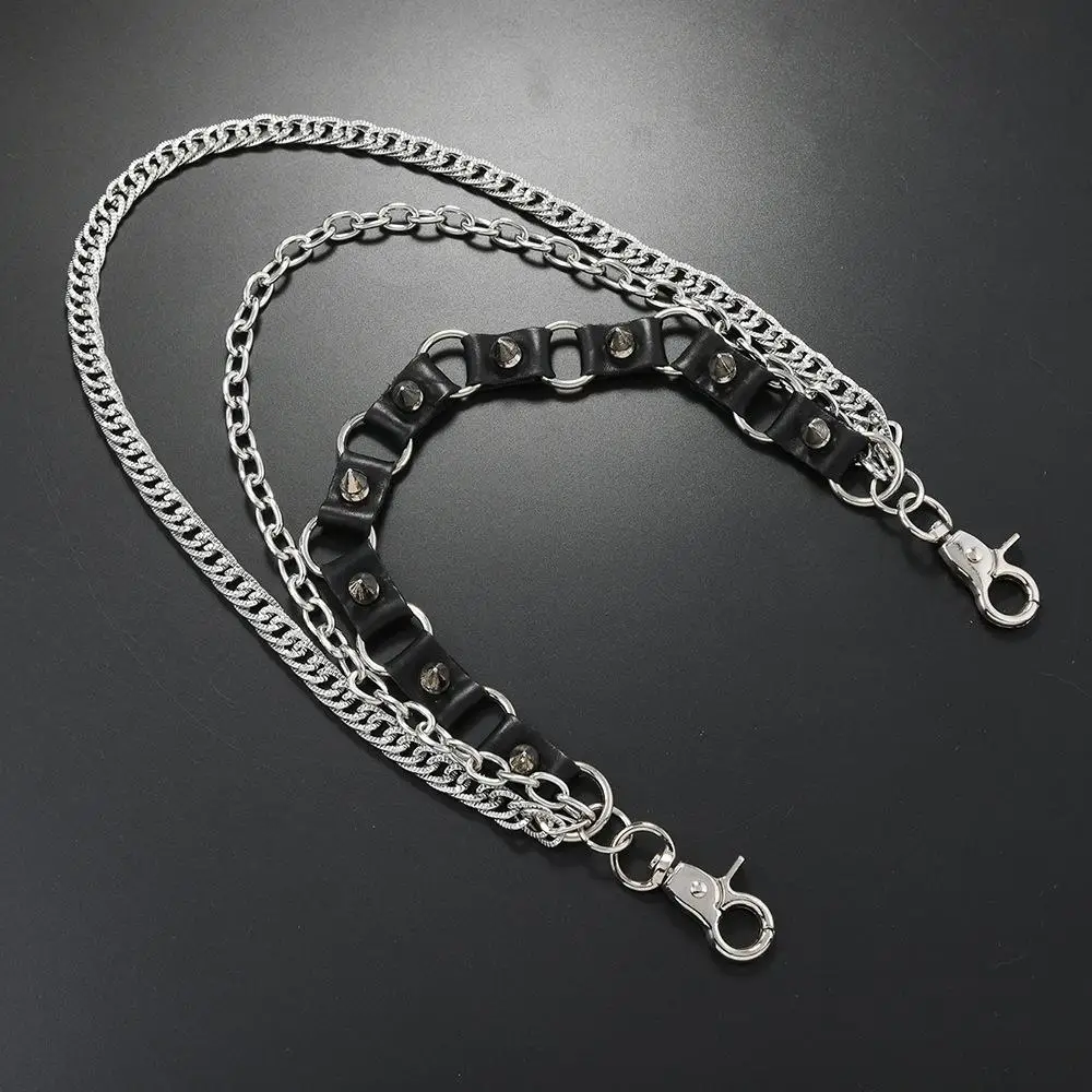 Джинсовая цепочка в стиле панк с колючим дизайном, аксессуары для уличных танцев, прочная многослойная поясная цепочка, поясная цепочка в стиле хип-хоп для женщин и мужчин