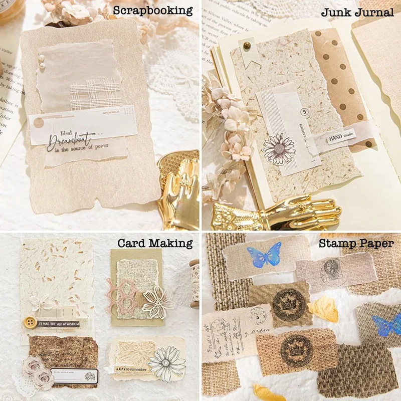 168 Sheets Scrapbook Paper And Embossed Textured Paper Assorted Set,6 Pack Mixed Special Paper For Scrapbooking Planner