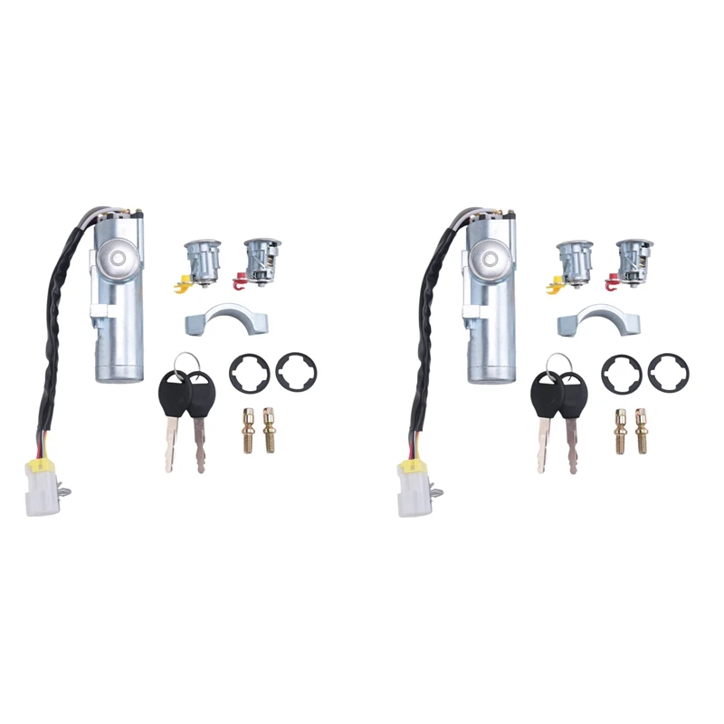 

2X Car Ignition Switch Left Right Door Lock Set With 4 Keys For Nissan Navara D22 1997 1998-2006 K9810-2S806