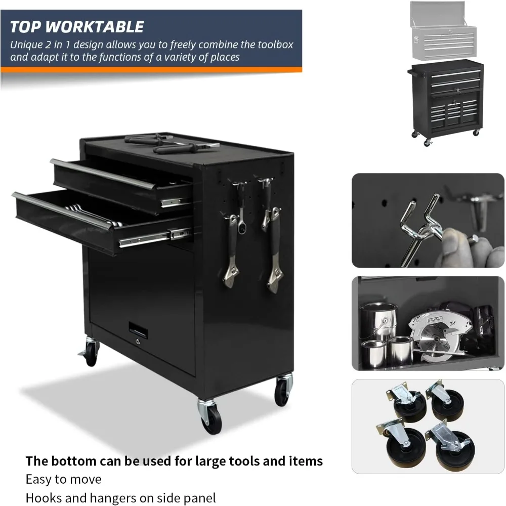 Portable Rolling Toolbox for Ultimate Storage and Organization with Heavy-Duty Wheels and Durable Construction
