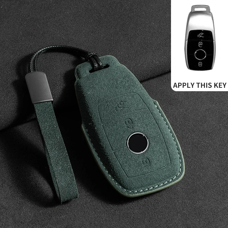 Wildleder Leder Auto Schlüssel etui für Mercedes Benz E Klasse W213 W205 E200 E260 E300 E320 Amg Cla 2018 2019 2020 Remote Fob Shell Fall