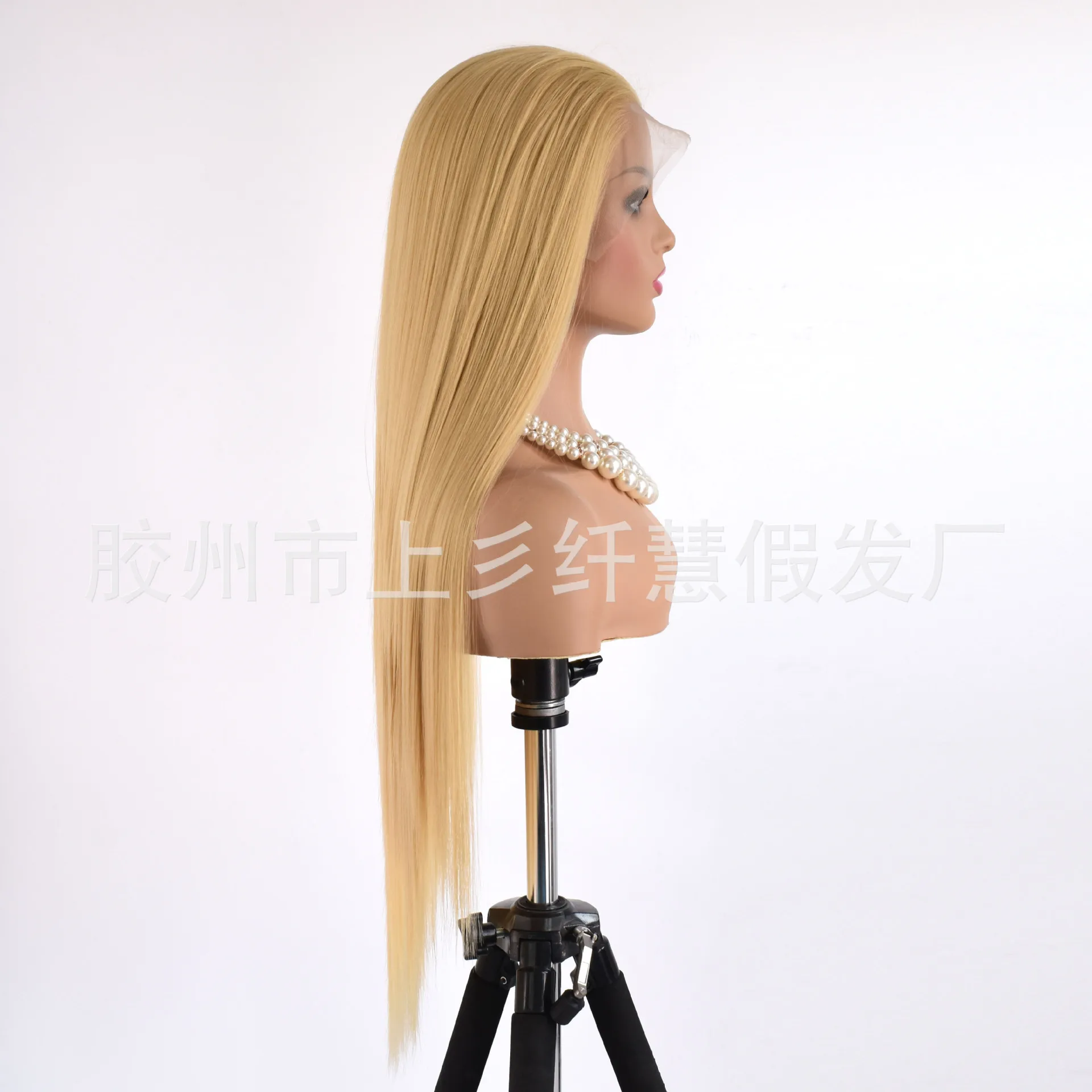 Hand-Tied Synthetic Lace Front Wig Ash Blonde Long Straight Hairpiece Free Part Cosplay Fashion Costume Party Photography Wig