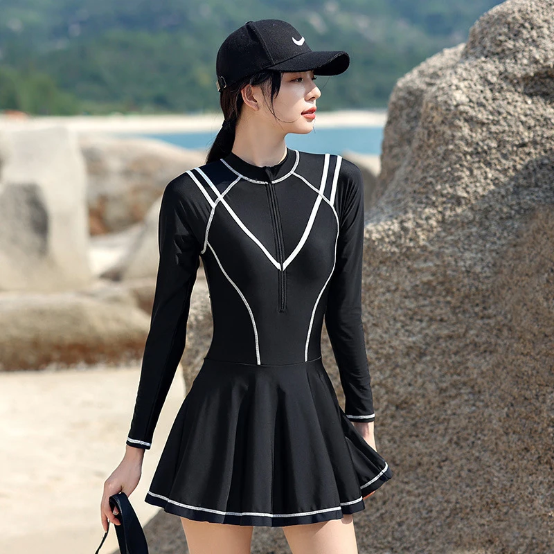 Rashguard Women Long Sleeve Swimsuit Swimming Suit Korean Swimwear Two Piece Bathing Suit Traje De Surf Mujer