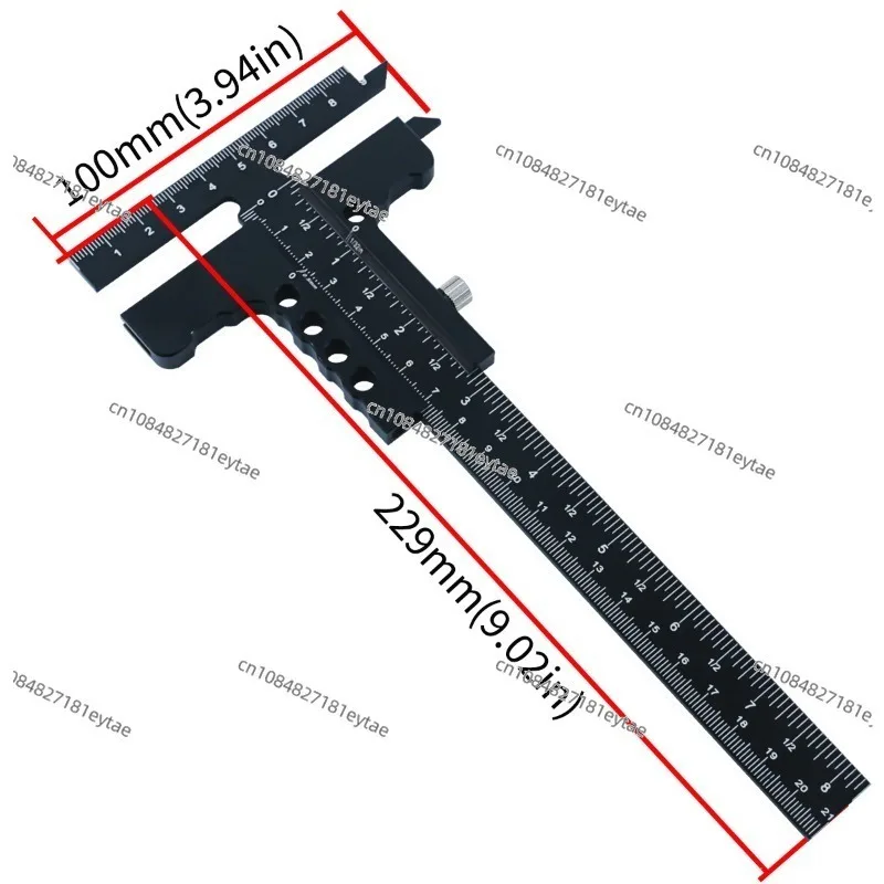 Woodworking Scribing Ruler Aluminum Alloy Sliding Scribing Ruler T-shaped Right-angle Scribing Measurement Mark