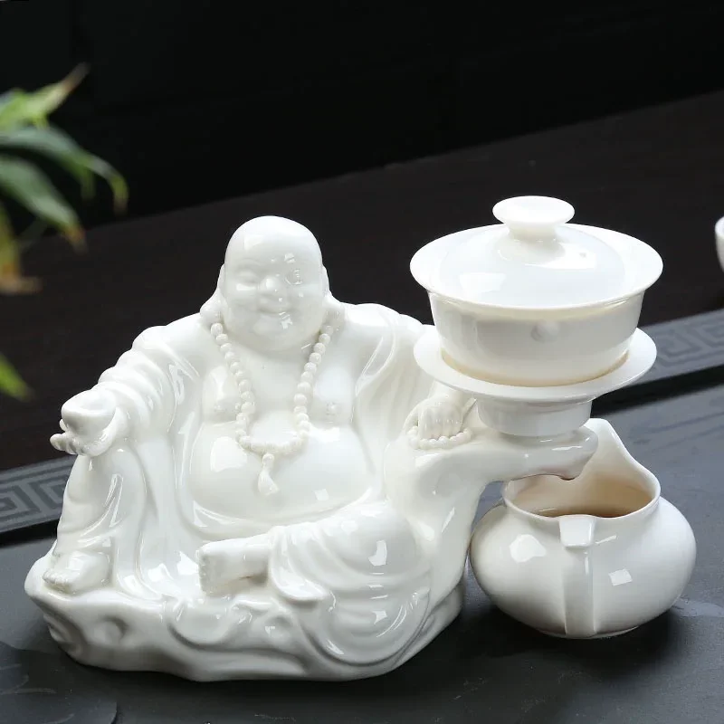 Imagem -02 - High Grade Chinese Buddha Tea Grupo Automatic Bone China Teapot Kung fu Tea Conjunto para Pessoas