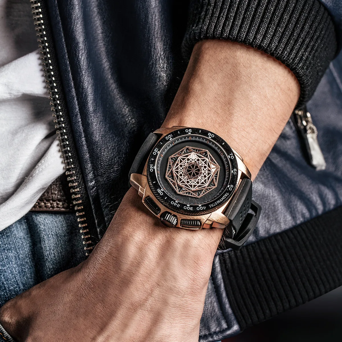 RUIMAS 554 Männer Mode Quarzuhr Sport Multifunktions Kalender Leucht Silikon Armband Chronograph Casual Uhren reloj hombre