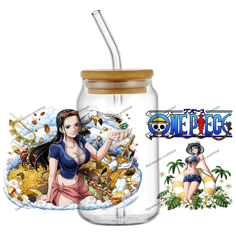 Popular Classics Anime One Piece Fashion 16oz UV DTF 3D Transfer Sticker Decals Wraps Glass Can Cups Creative Craft DIY view 2