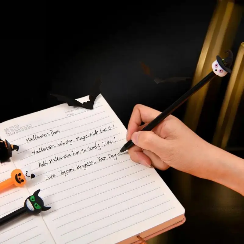 

Spooktacular Cartoon Halloween Gel Pen Set - 5/10/15/20 pcs; Pumpkin, Bat, Ghost Shapes; Perfect For Students
