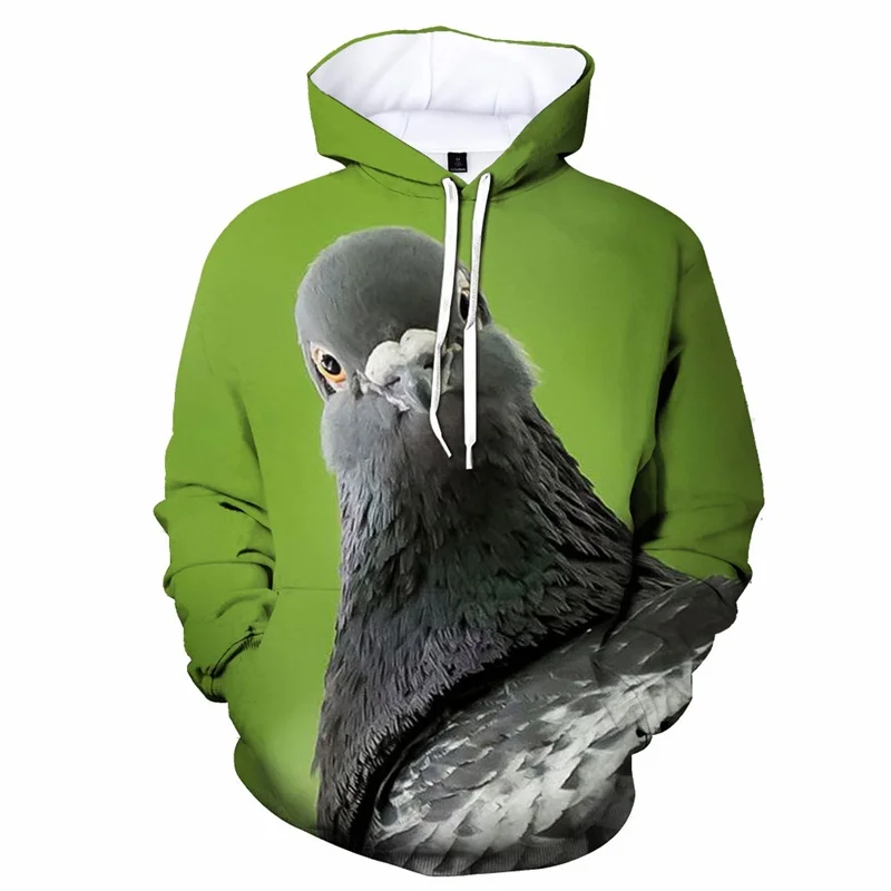 3D Print Birds Pigeon Hoodies For Men Animal Graphics Oversized Hoodie 2023 New Pullover Breathable Long Sleeve Coat Sweatshirt