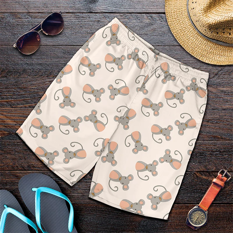 Cartoon Animals Shorts Men Gym Quick Dry Running Sport Shorts Summer Kawaii Anime Rat 3D Print Casual Beach Short Pants Fitness