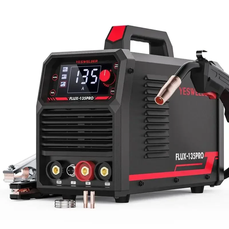 YESWELDER FLUX-135PRO 135Amp MIG Welder 110V Flux Core Welder-Gasless MIG/Lift TIG/Stick Multi-Process Synergic Welding Machine