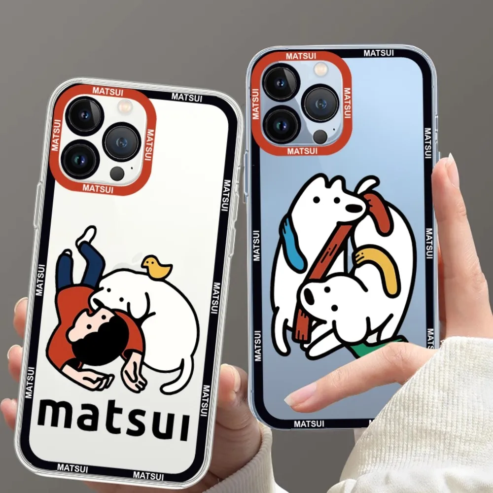 Matsui art cute Phone Case For iPhone 11 12 Mini 13 14 15 Pro Max Transparent Shell