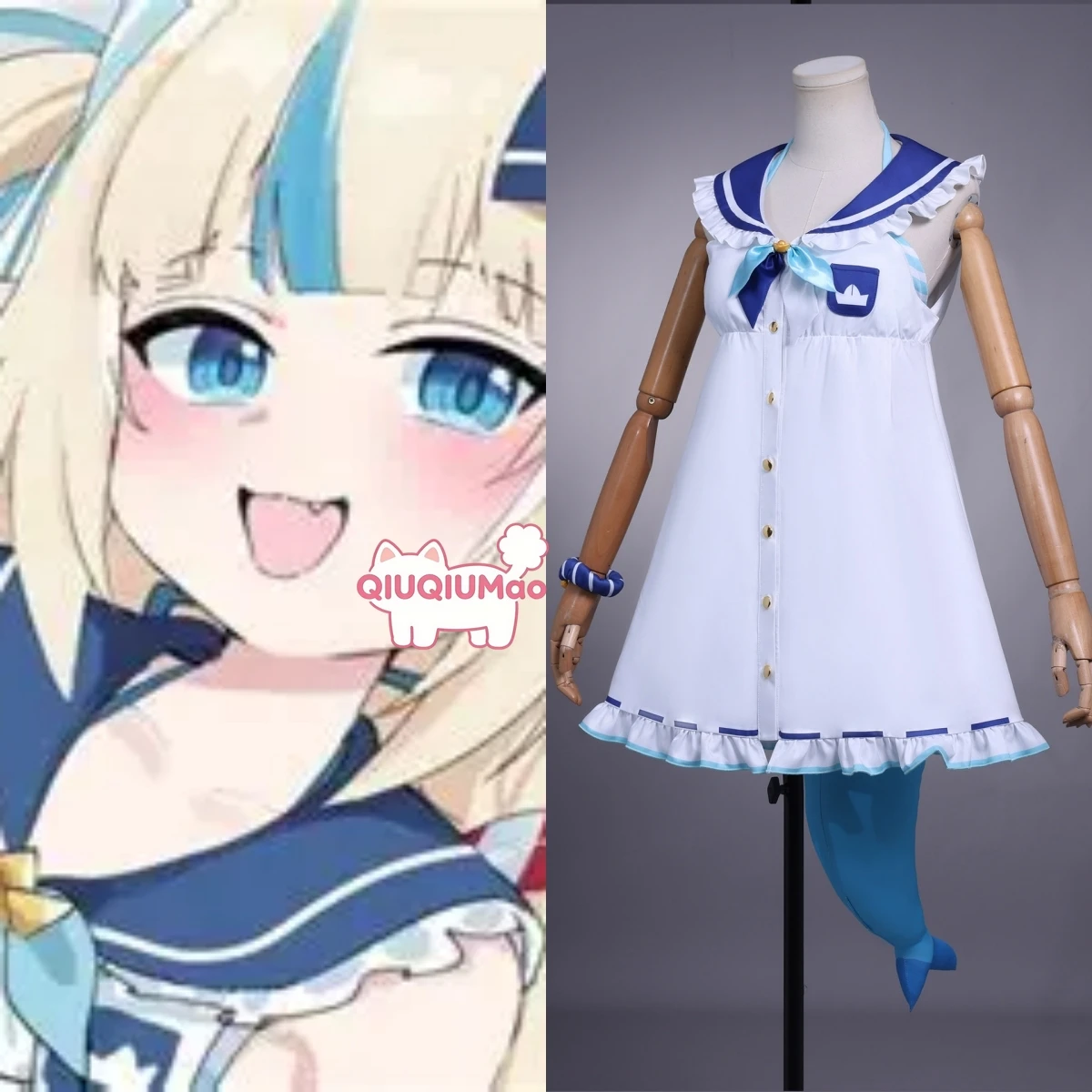 

Popular Vtuber Idol Sameko Saba Cosplay Costume Anime Saba Role Playing Dress Outfit with Tail Ear for Women Comic Con Party