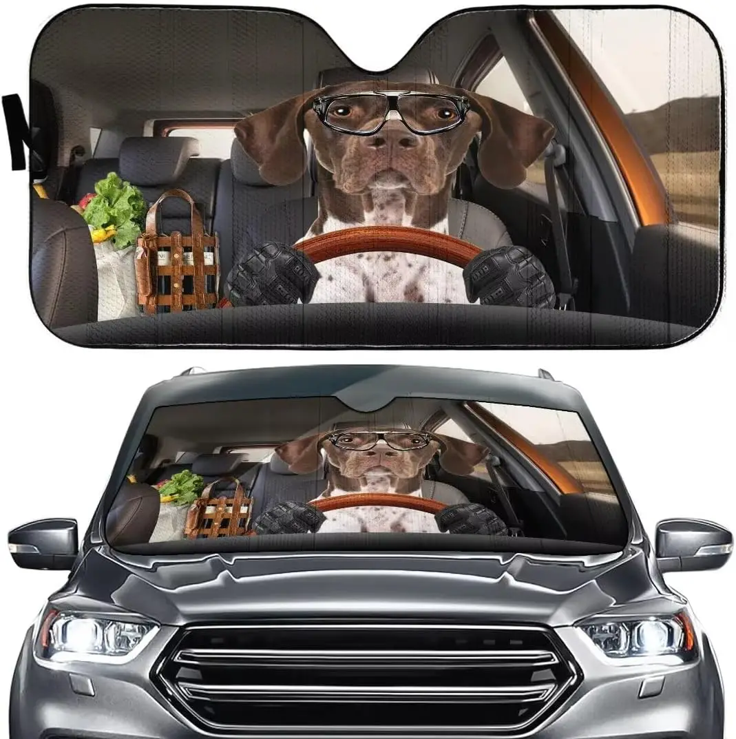 Catholic German Shorthaired Pointer in Car Sunshade Cute Dog Driving Sunshade, Gift for Lovers Windshield Durable Material Auto