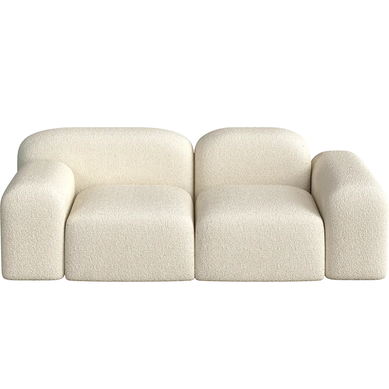

Fabric sofa Nordic modern simple small apartment living room light luxury lamb wool tofu block double