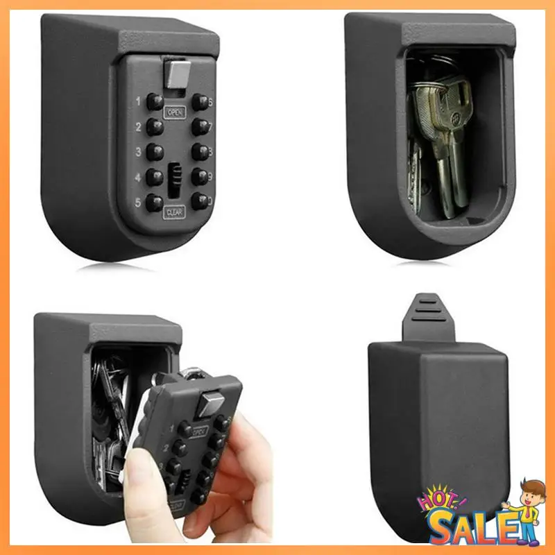 

1Set Key Lock Box Key Storage Box 10-Digits Combination Lockbox For Outside Wall Mount For Home Dark Gray