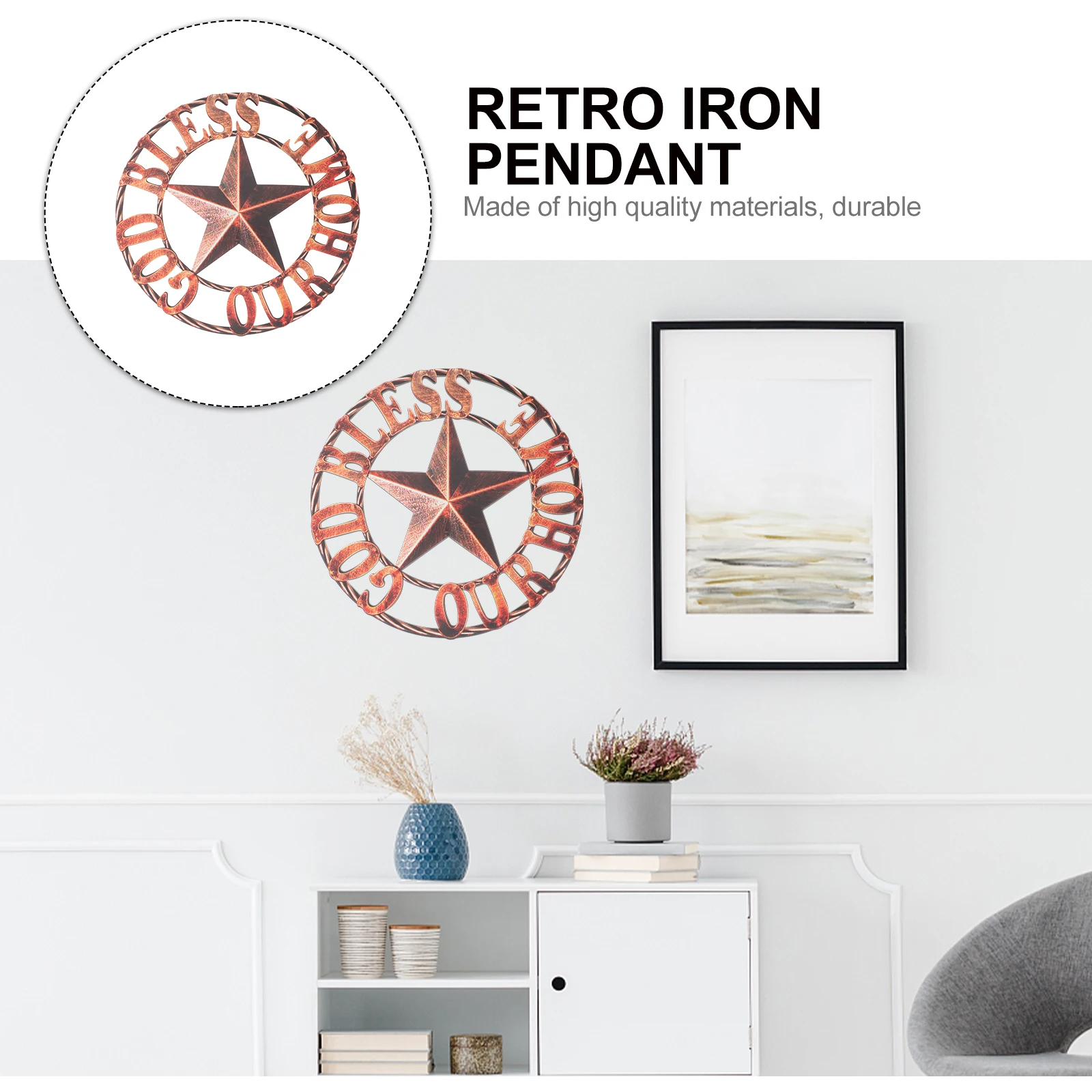 

Iron Wall Hanging Pendant Retro Color Household Wall Decor Artistic Indoor Decoration Living Room Bedroom Kitchen