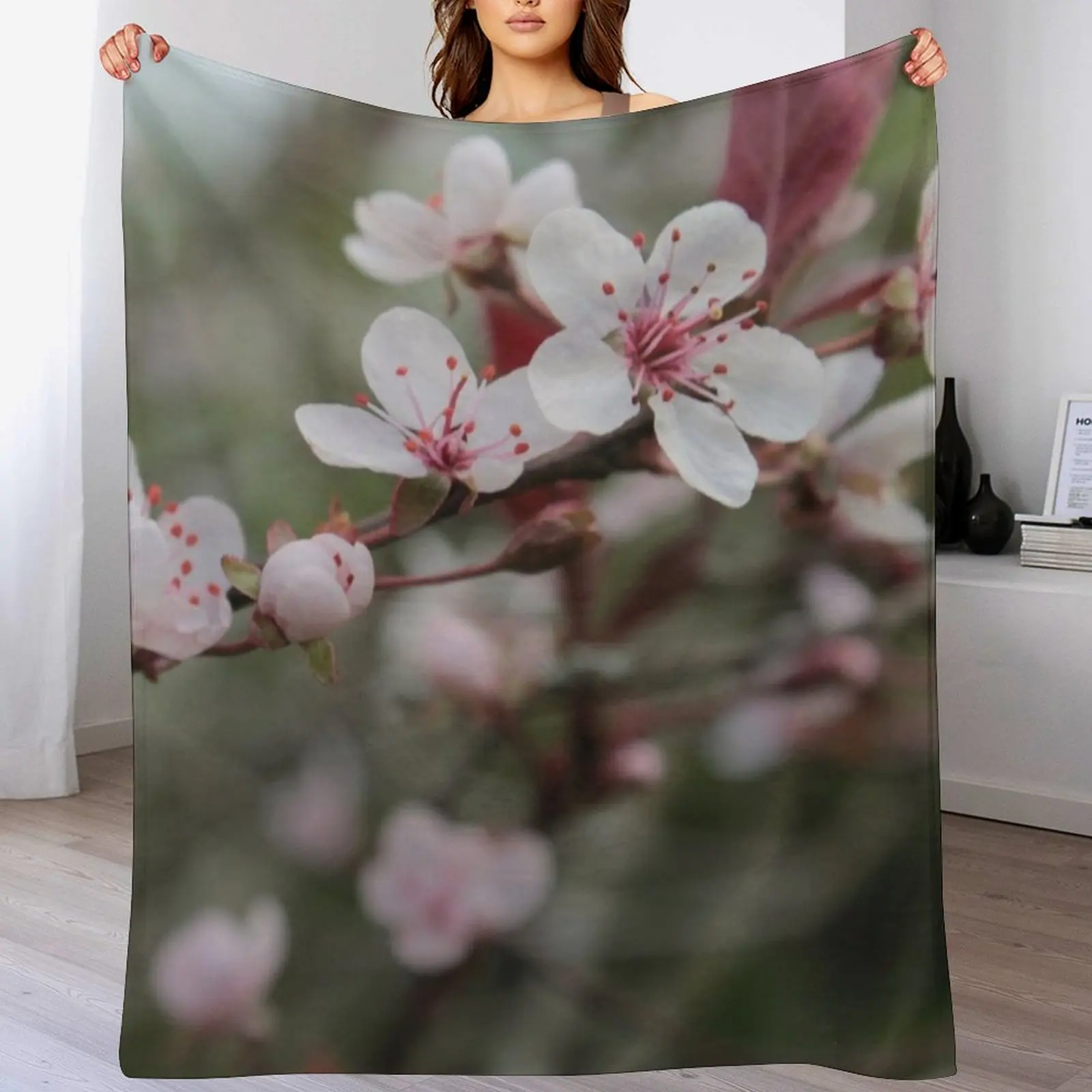 Cherry Blossoms 4 Throw Blanket Soft Home Decor Blanket for Couch Bedroom
