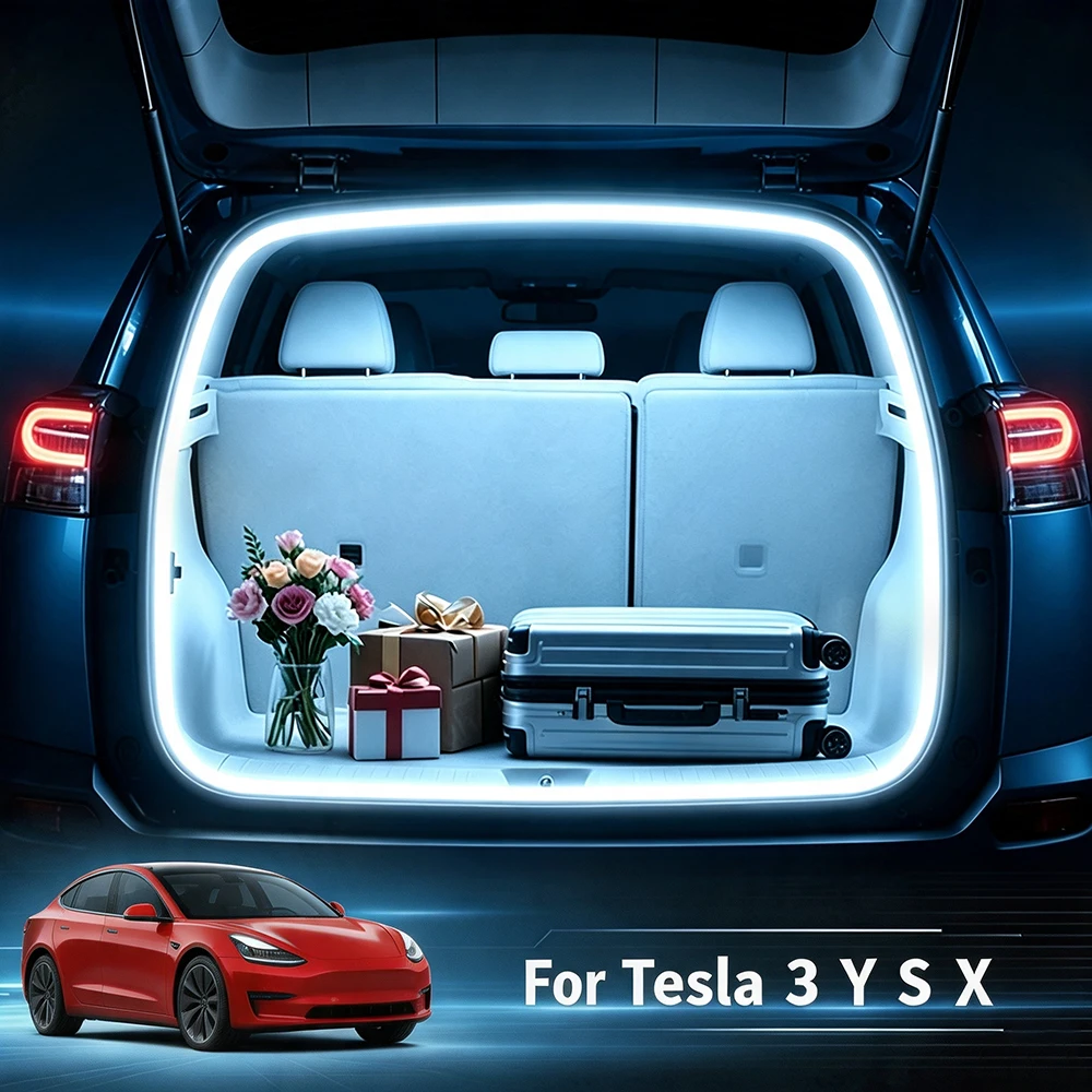 After Trunk Light For Tesla 3 Y S X Launch Juniper Bright LED Silicone Light Yellow White Rear Magnetic Induction Interior Accs