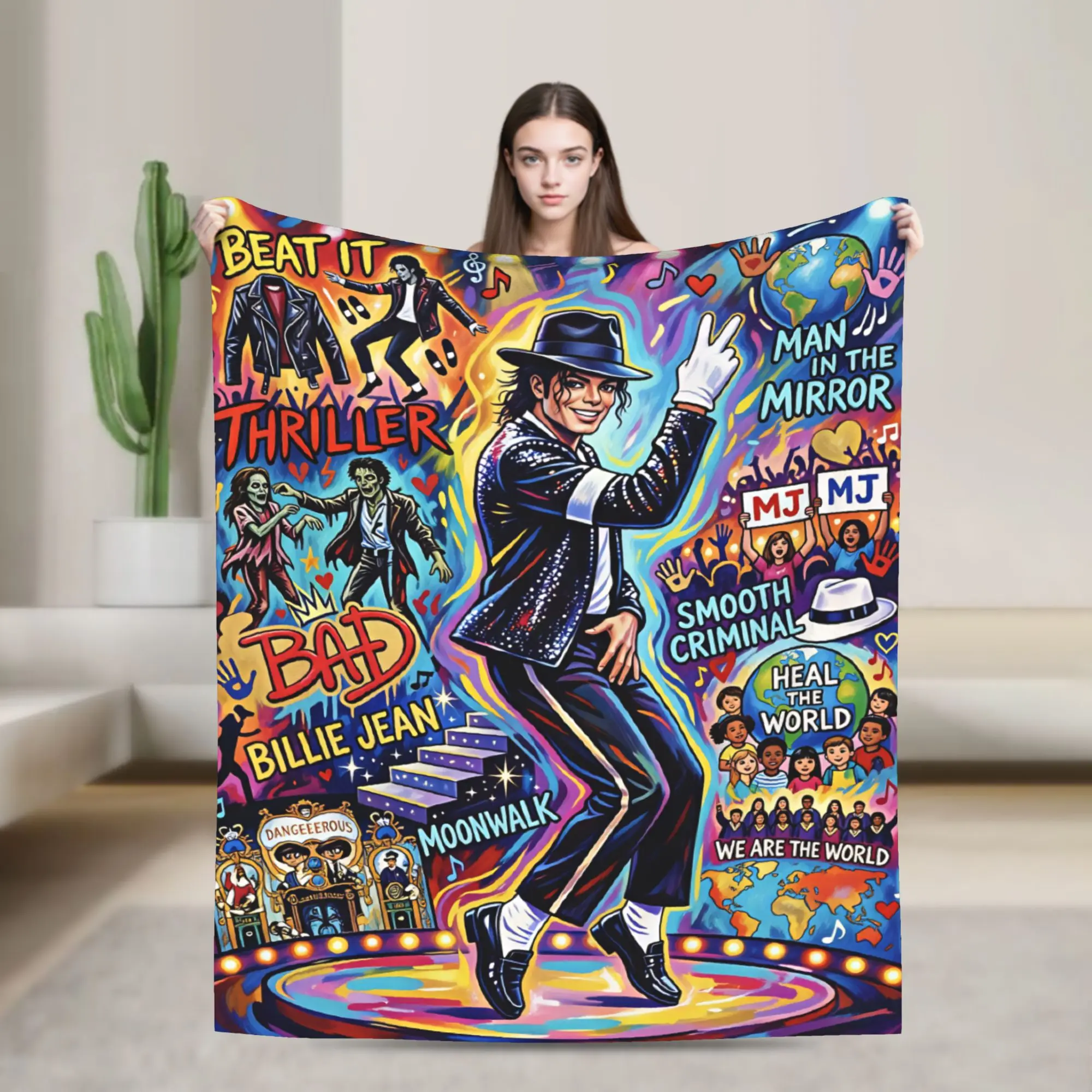 Michael Jackson Flannel Blanket  Super Soft Throw Blanket for Couch Chair Decorative Aesthetic Bedspread Sofa Bed Cover