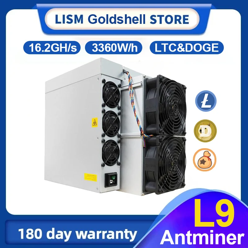 August Stock Antminer L9 16.2GH Miner 3360W Power LTC Dogecoin BEL Mining Crypto Algorithm Air Cooling Scrypt Asic Miner Machine