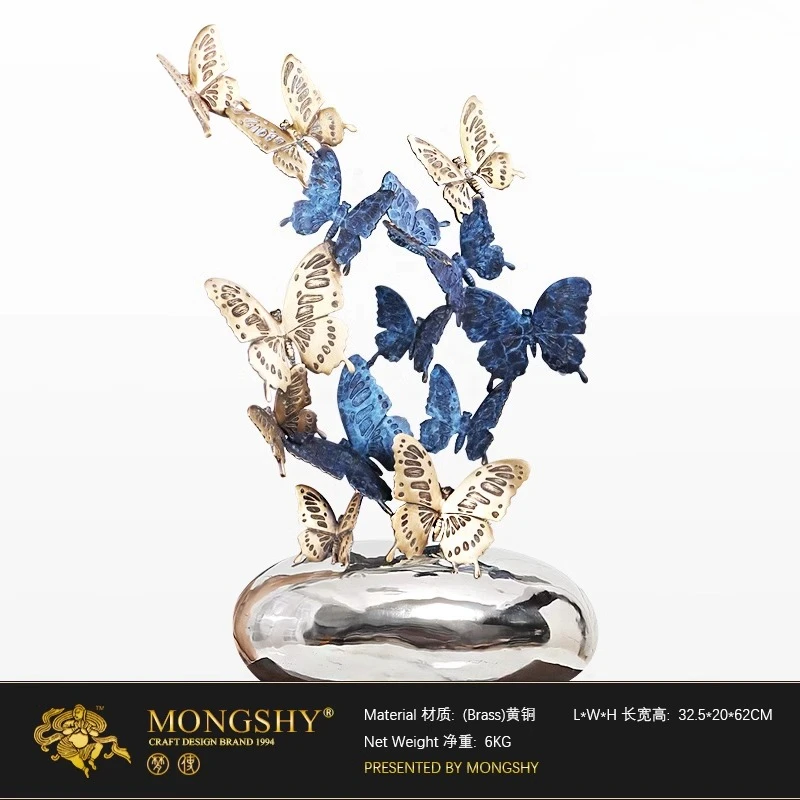 

Copper butterfly ornament New Chinese style living room decoration Entrance light luxury art home crafts office gifts