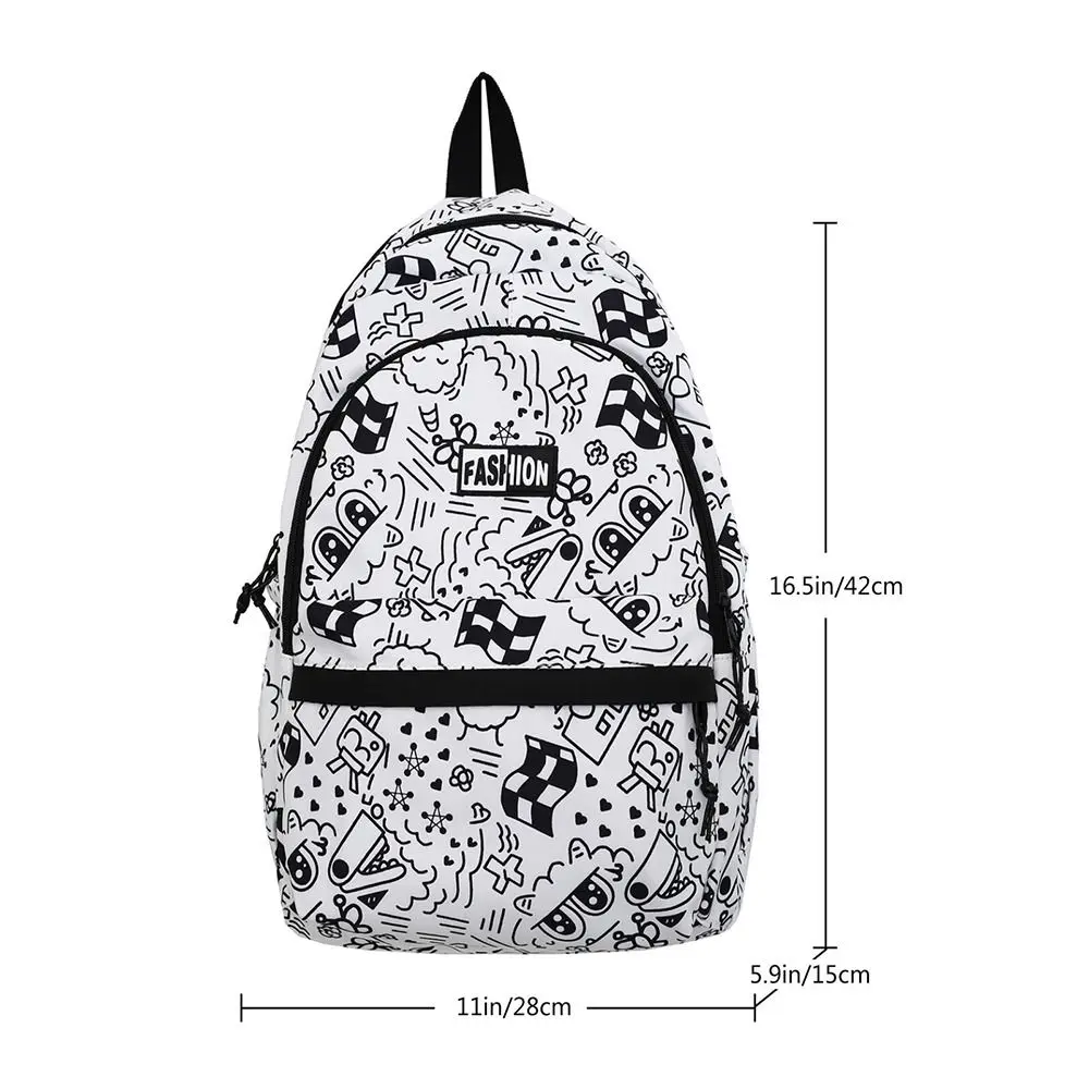 Bolsa de ombro de nylon para estudantes, Graffiti Doodle School Bag Mochila de moda casual de alta qualidade