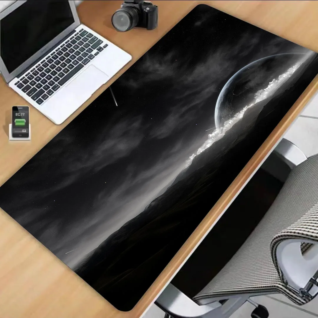 Alfombrilla de teclado y ratón Black Sky, borde grueso de goma, duradera y fácil de limpiar