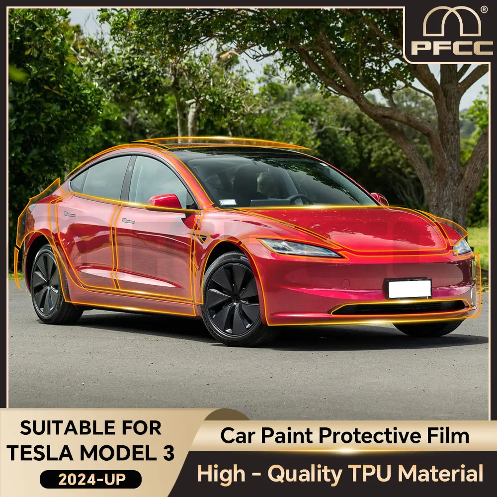 

Защитная пленка для краски для Tesla Model 3 Highland 2024, 8,5 толщина, предварительно вырезанная автомобильная прозрачная пленка из ТПУ PPF, комплект, прозрачная наклейка, автонаклейка